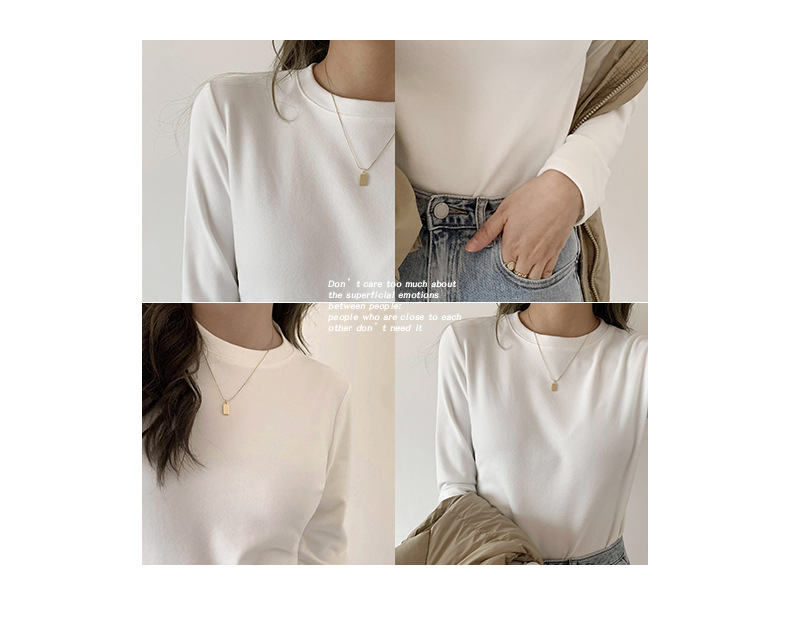 A German velvet semi-high-neck white base layer for women, paired with a stylish, thickened, brushed, and form-fitting mid-neck base layer for autumn and winter pic 11