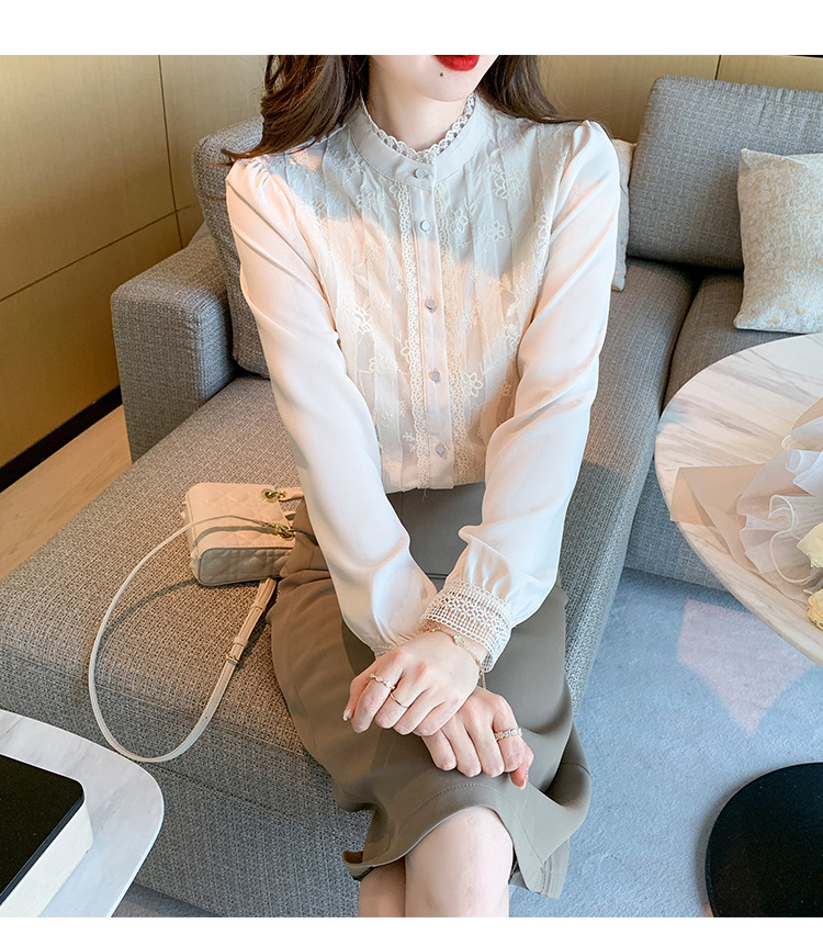 春款雪纺白衬衫女装春装2022年新款蕾丝上衣时尚气质洋气流行小衫详情22