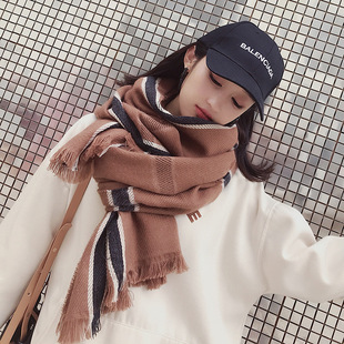 New Korean style checkered scarf for women in autumn and winter, versatile faux cashmere tassel shawl, thick and warm winter scarf wholesale pic 9