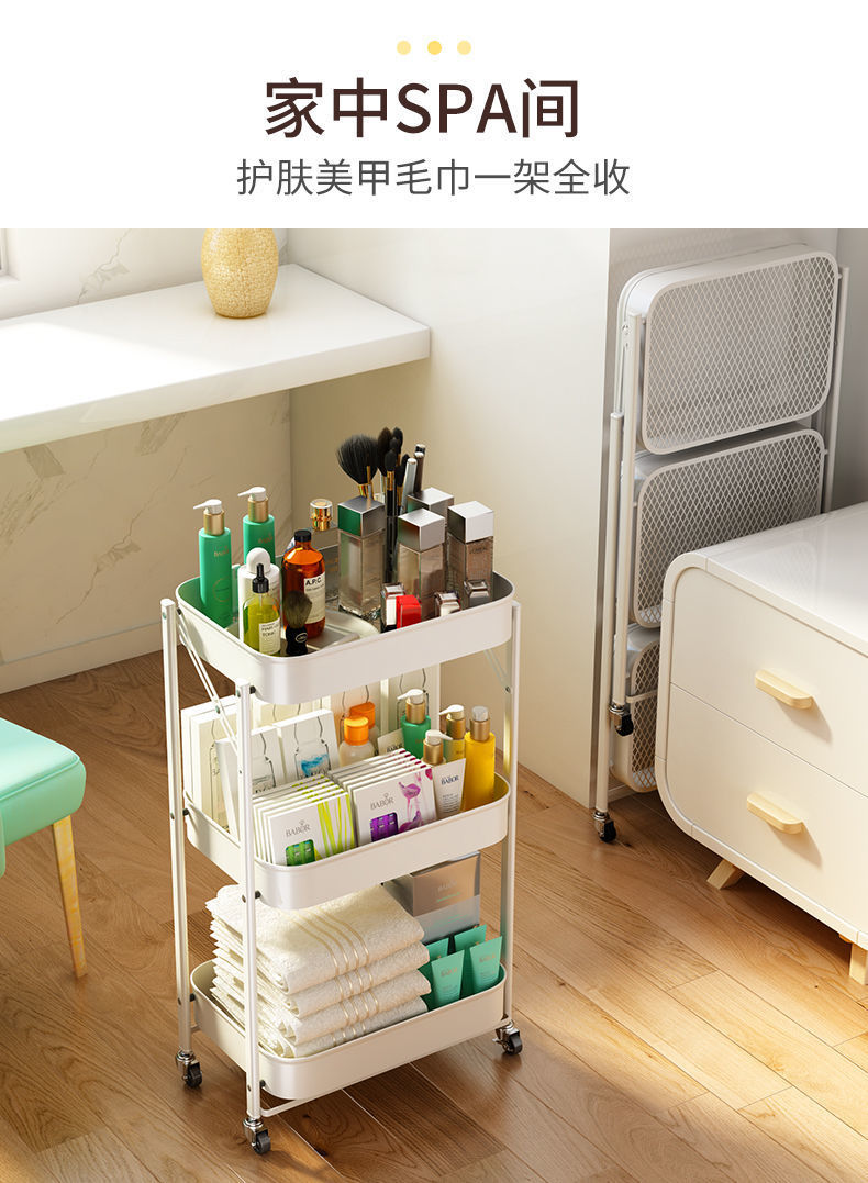 可移动厨房多功能置物架落地多层蔬菜零食收纳折叠小推车储物架子详情15