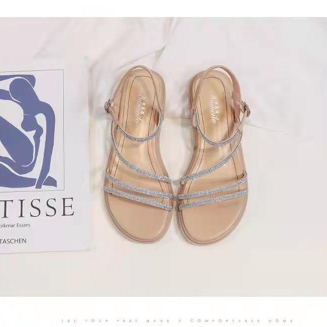 特价2024夏季新款仙女风罗马鞋沙滩鞋平底凉鞋女外穿水钻百搭软底详情4