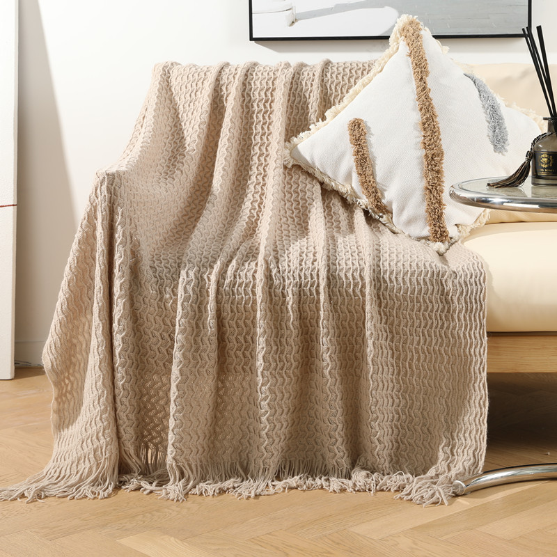 Nordic-style sand hair blanket, cover blanket, nap blanket, fringed knitted blanket, sand towel, air conditioning blanket, small blanket, summer bed end blanket pic 30
