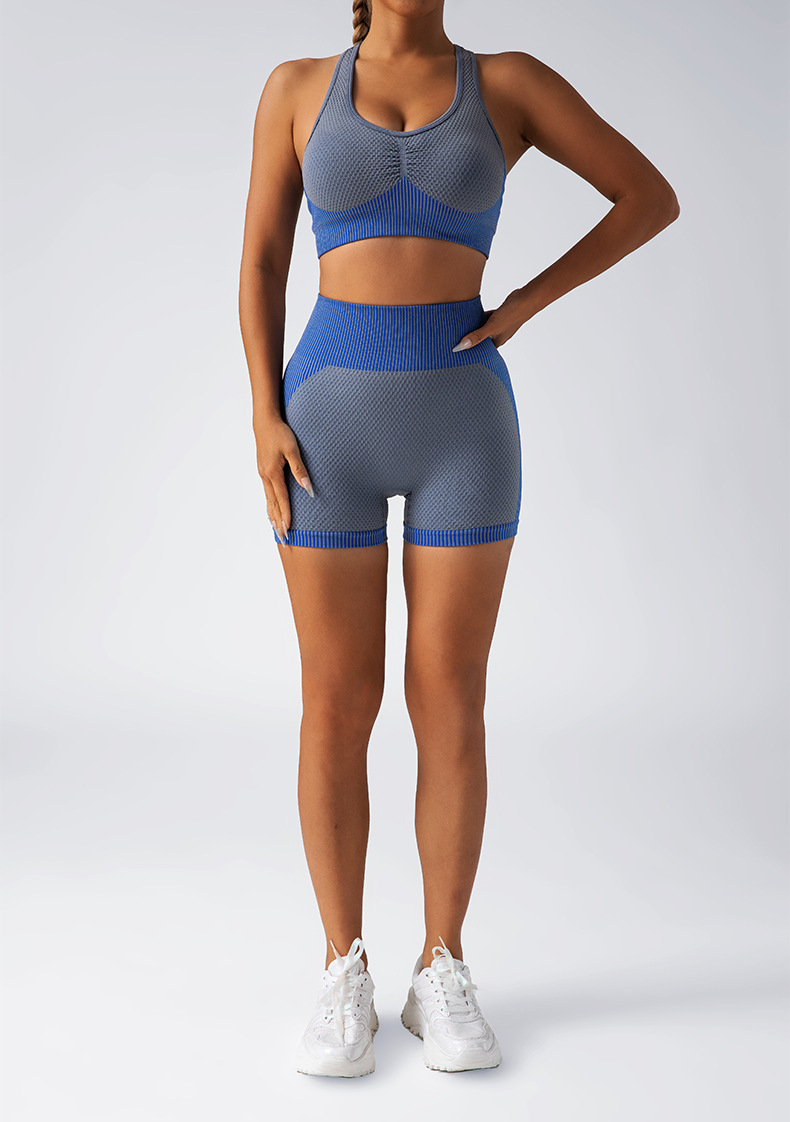 提臀三分瑜伽短裤背心套装高腰健身跑步紧身裤瑜伽服运动内衣女详情5