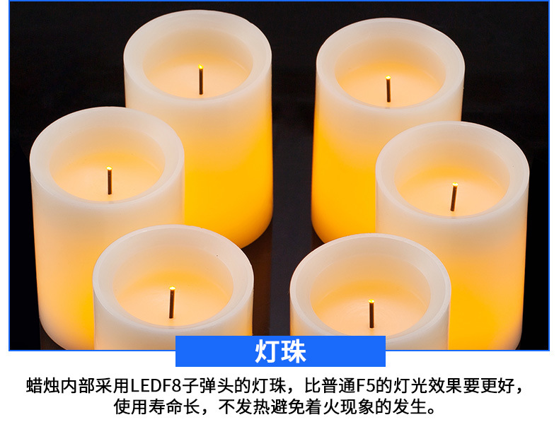 Cross-border exclusive electronic fiber optic candle 6-piece set Amazon export simulated flame paraffin led candle lamp set pic 6
