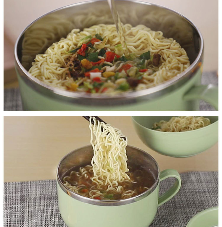 不锈钢快餐杯泡面杯带盖卡通日式泡面碗学生饭盒便当盒提锅详情5