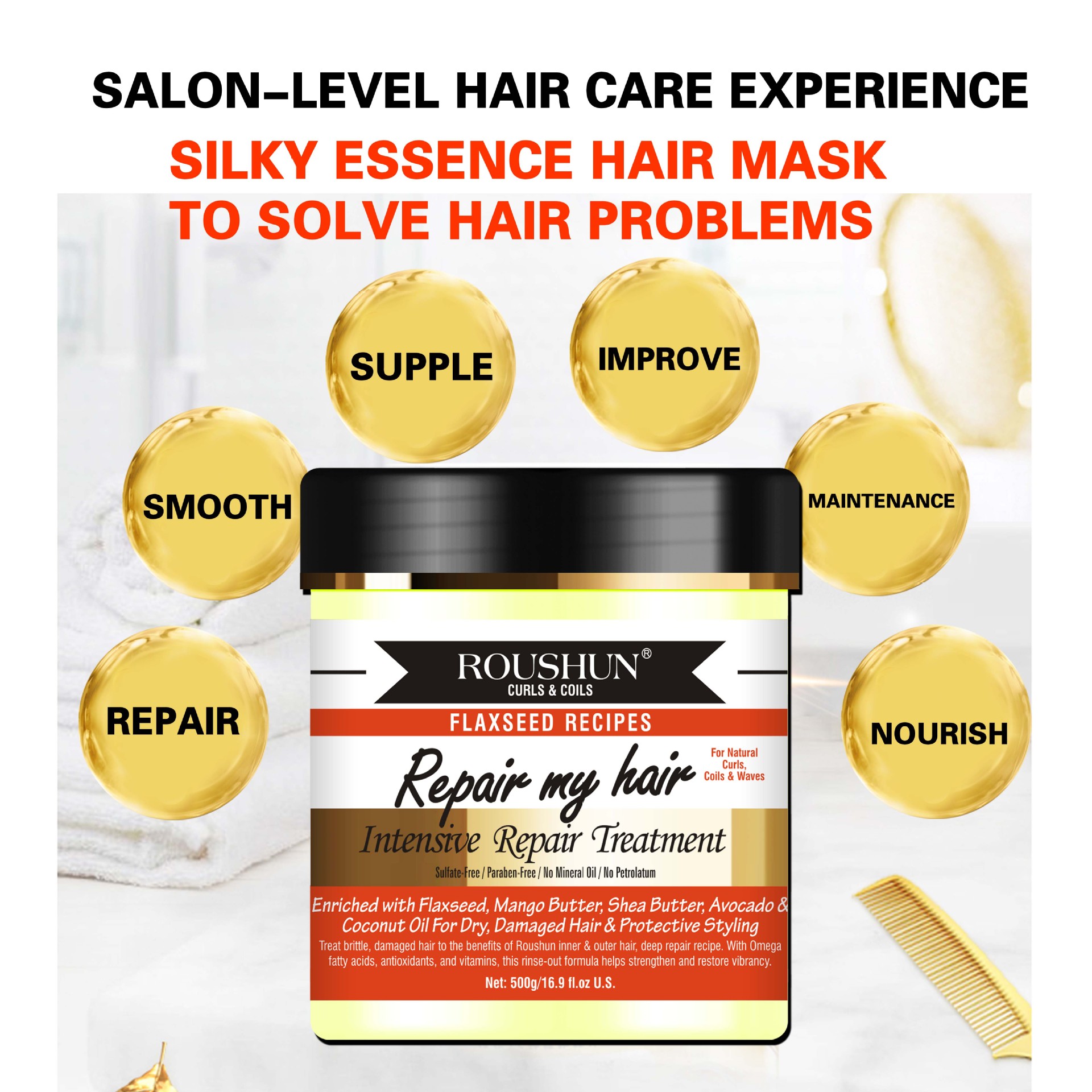 ROUSHUN Nourish HairTreatment, a hair mask and hair mask for improving frizz, is available for wholesale from the manufacturer pic 4