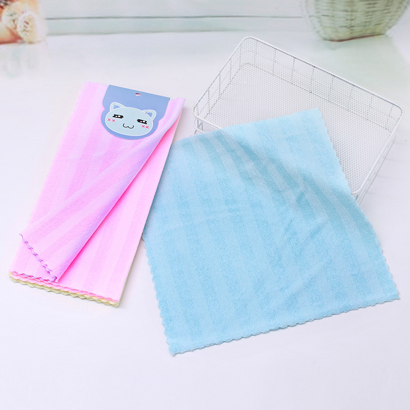[LOVELY HOME] [tenedor jia] toalla de limpieza de poliéster puro tira de color estampado paño cuadrado absorbente no se cae el pelo paño de cocina al por mayor paño de microfibra pequeña toalla cuadrada absorbente pic 15