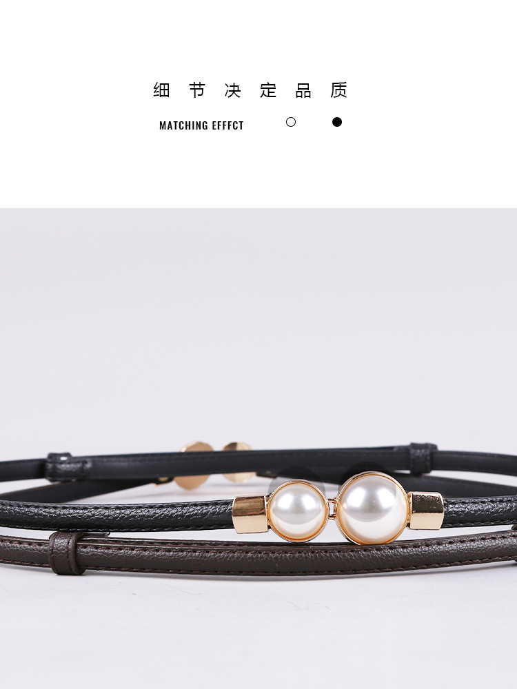 Korean-style slim waist belt with pearl button-down small belt for shirts, dresses and jeans, fashionable decorative thin belt pic 20