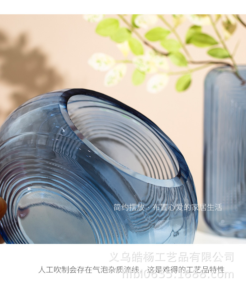 2020 New creative geometric glass vase for living room, dining table, entrance hall, dried flower arrangement decoration, light luxury style pic 12