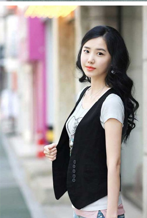 春秋新款女士西装小马甲韩版百搭修身黑色学院大码工作装休闲时尚详情4