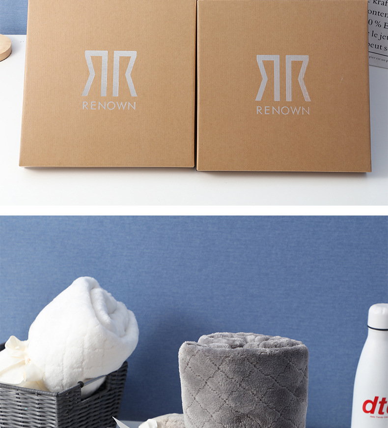 Flannel blanket, small winter single-person cover blanket, embroidered logo, office midday rest air conditioner, coral fleece nap blanket pic 25