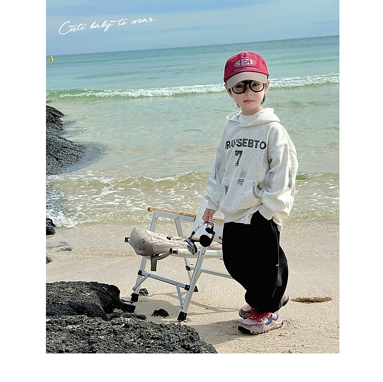 童话记忆2024秋季新款童装儿童韩版百搭手绘字母卫衣男童连帽衫潮详情23