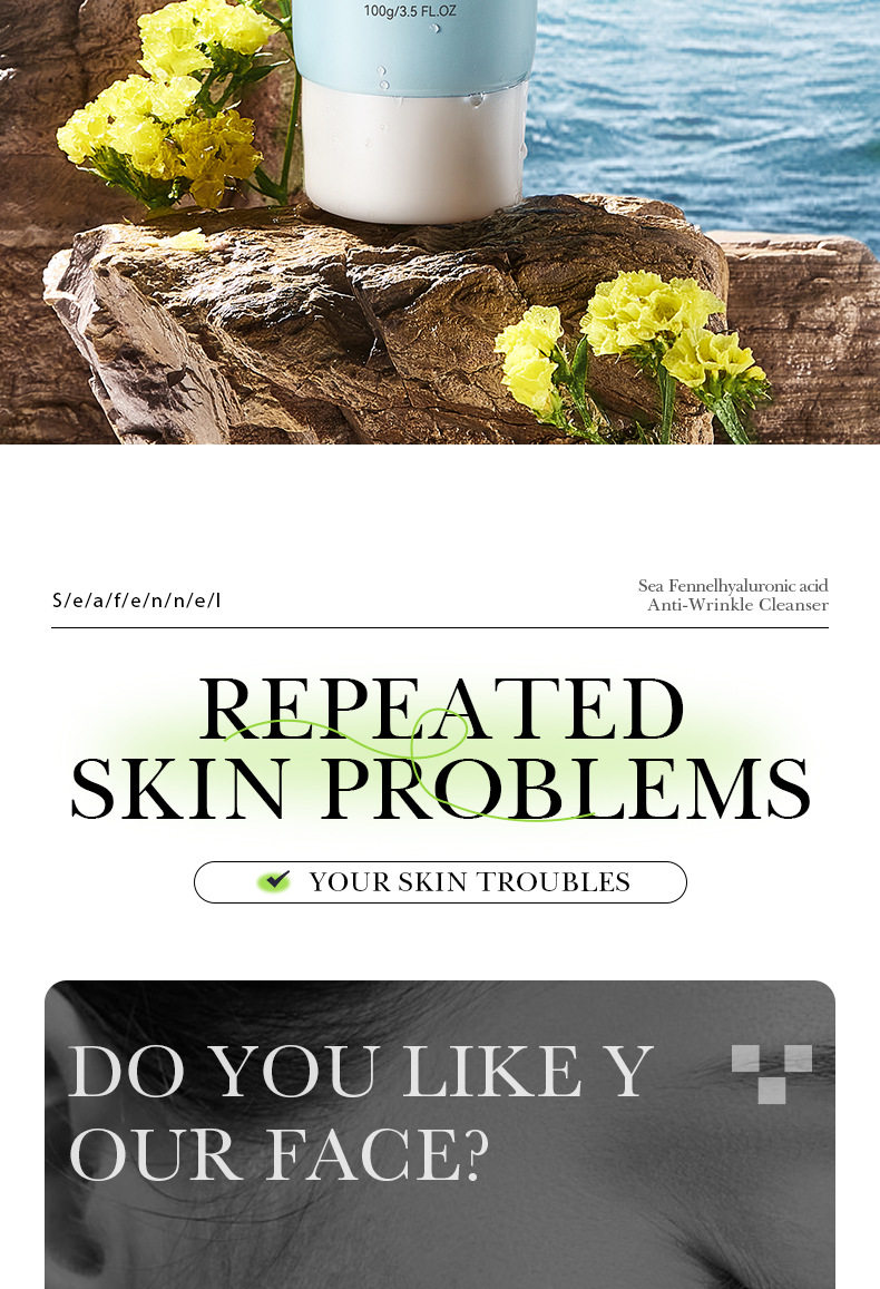 Cross-border foreign trade BIOAOUA Sea Fennel Hyaluronic Acid Anti-Wrinkle Facial Cleanser Hydrating and Moisturizing Gentle Oil-Control Facial Cleanser pic 2