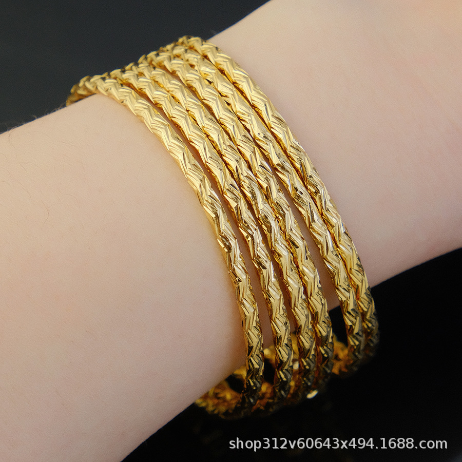 3MM gold-plated bracelet for women, African gold bead bracelet, gift for Ethiopian wedding brides pic 3