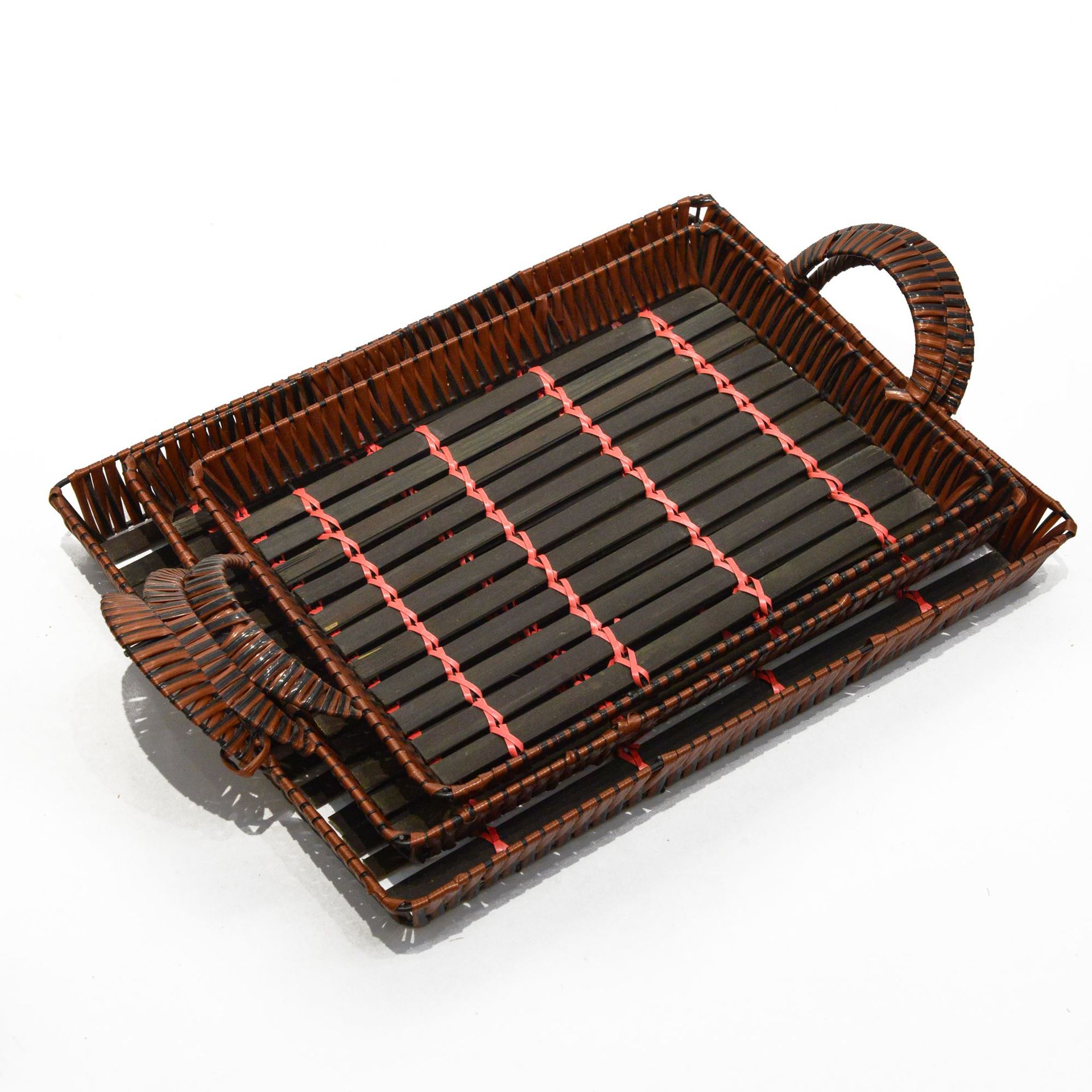 特价清仓桌面收纳托盘杂物钥匙收纳筐果茶几零食编织筐仿藤编织盒详情9