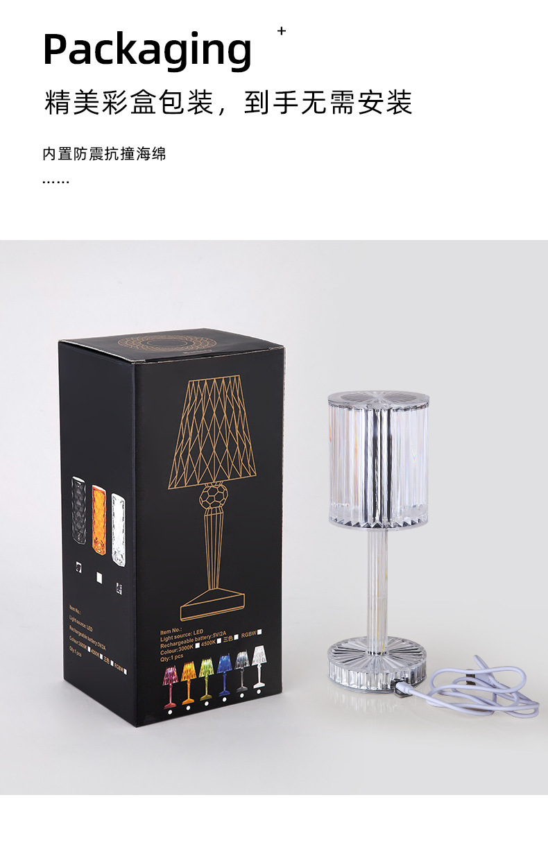 Cross-border Gatsby crystal table lamp, Spanish ambient light, hotel diamond romantic and warm led display piece pic 19