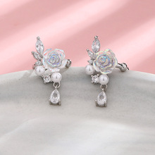 Long ear-clip-style earrings without ear piercings, simple and elegant for women, a niche European and American twisted long tassel ear-hanging bone clip pic 5