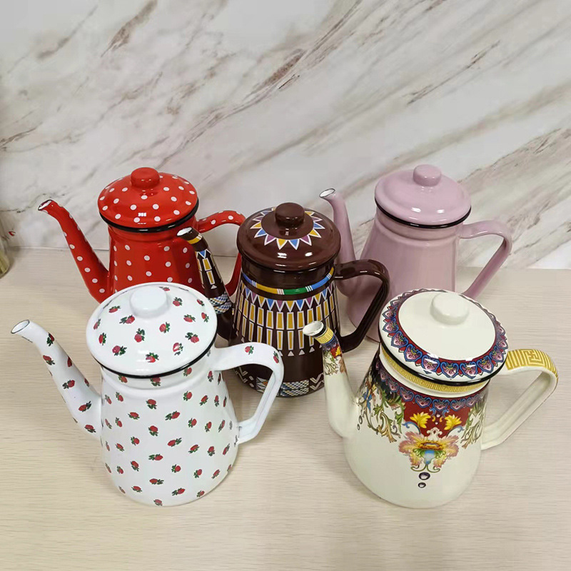 Direct sales of enamel water kettles, teapots and seasoning kettles in various colors available for home and kitchen use pic 1