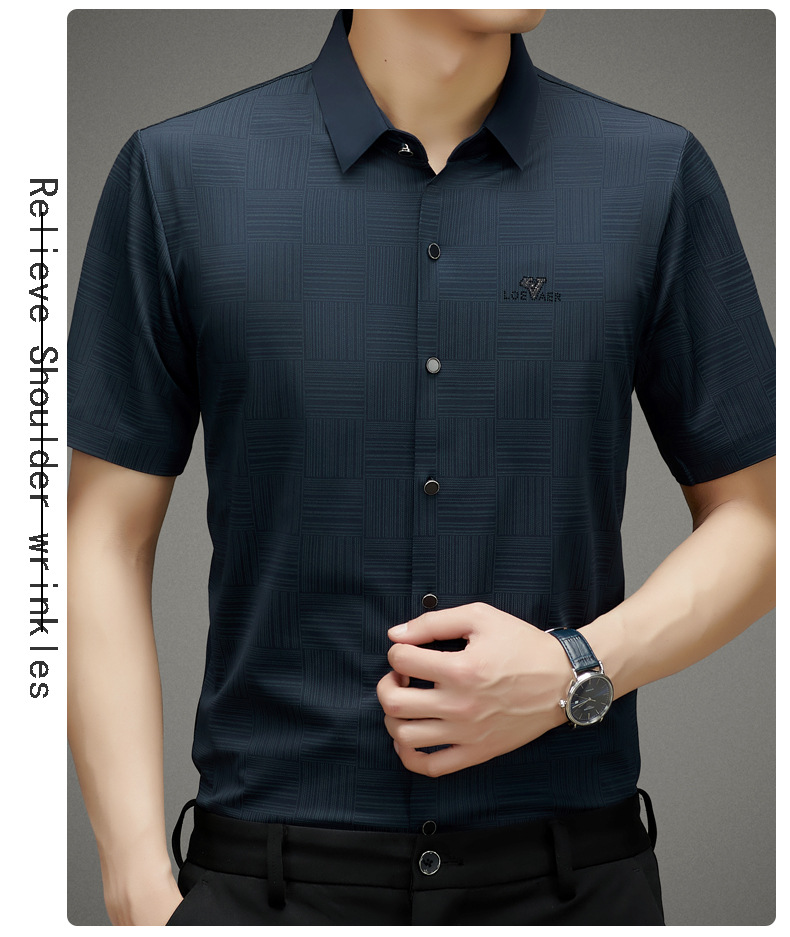 衬衫短袖男夏季新款抖快热卖轻商务中年短袖衬衫翻领修身休闲短袖详情25