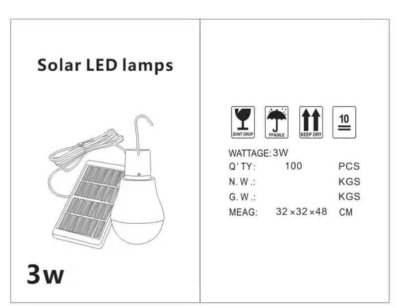 Solar-charged led bulb split type with extension cord, street stall, night market, outdoor camping power outage emergency light pic 2