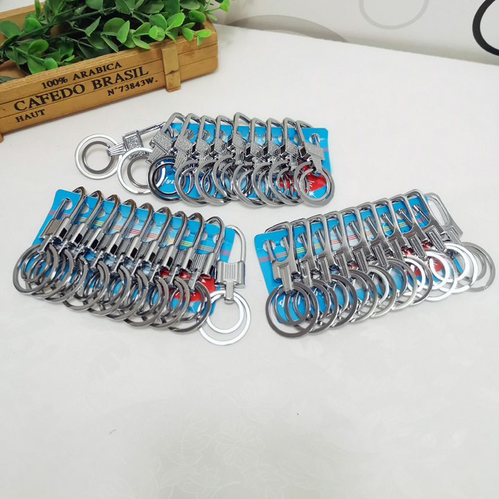 I1928 alloy double-ring keychain, keychain ring creative accessories, bag pendant, Yiwu 2-yuan 2-yuan store pic 2