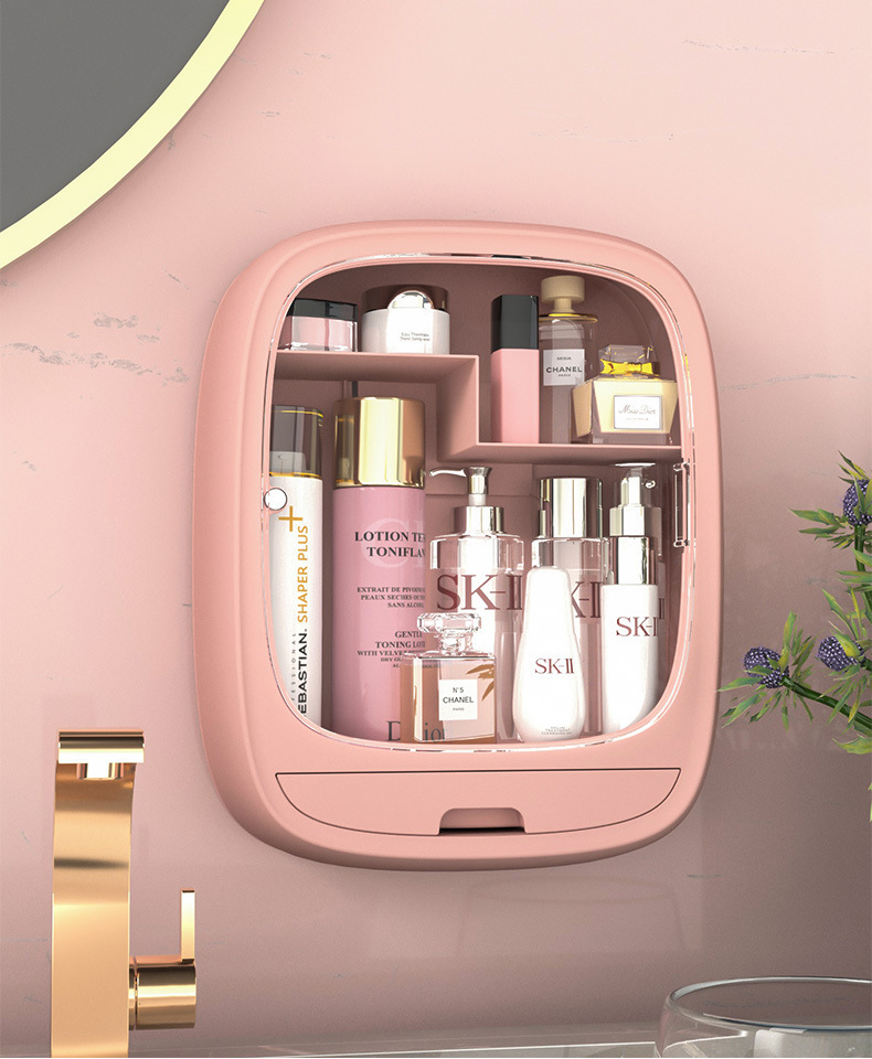 ZS02 Popular wall-mounted cosmetic box, dust-proof square storage box for home bathroom, bathroom jewelry rack pic 15