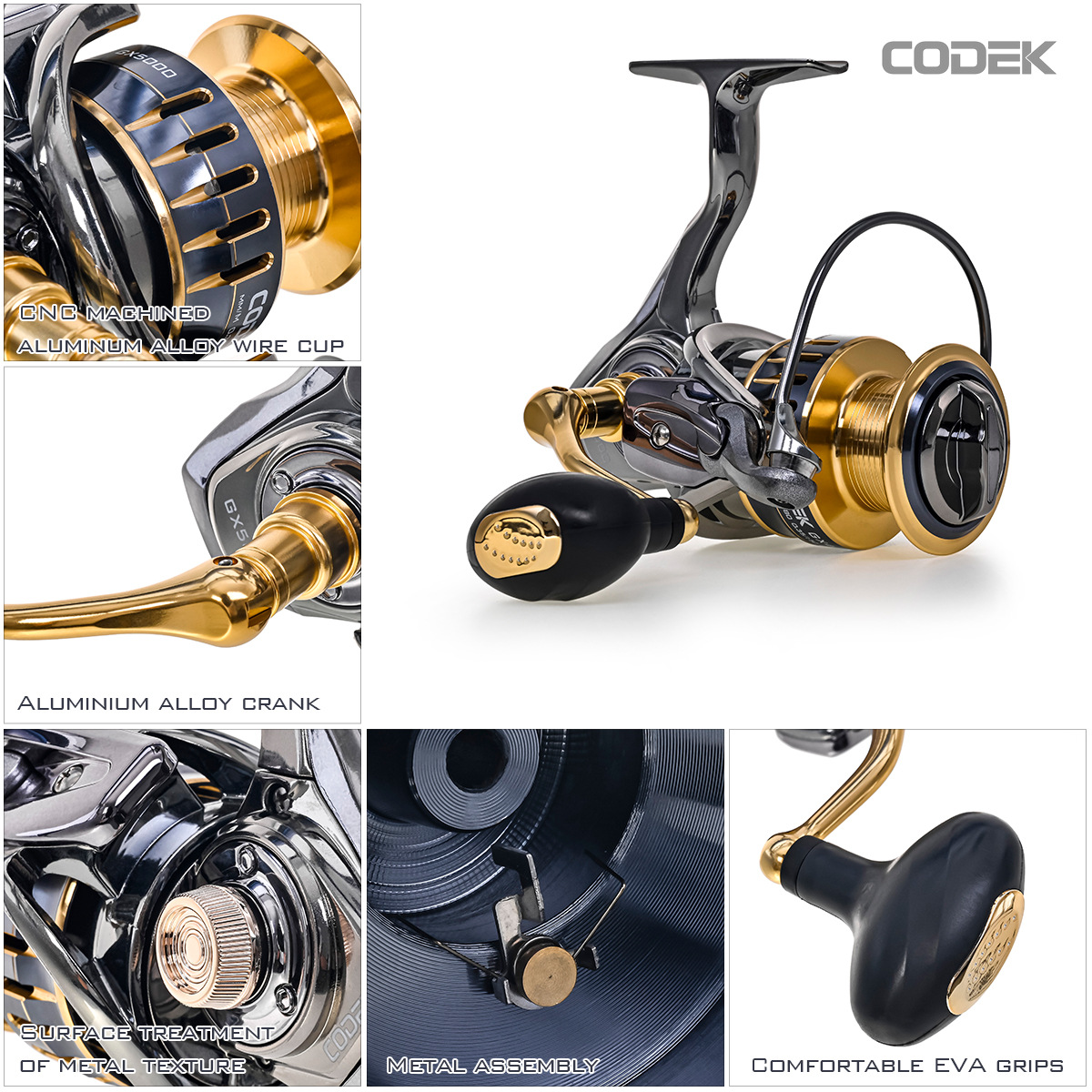 28150 CODEK [GX Sea Fishing Spinning Wheel] Metal Swing arm Line Cup Lure Fishing Reel Fishing Gear 1 pic 4