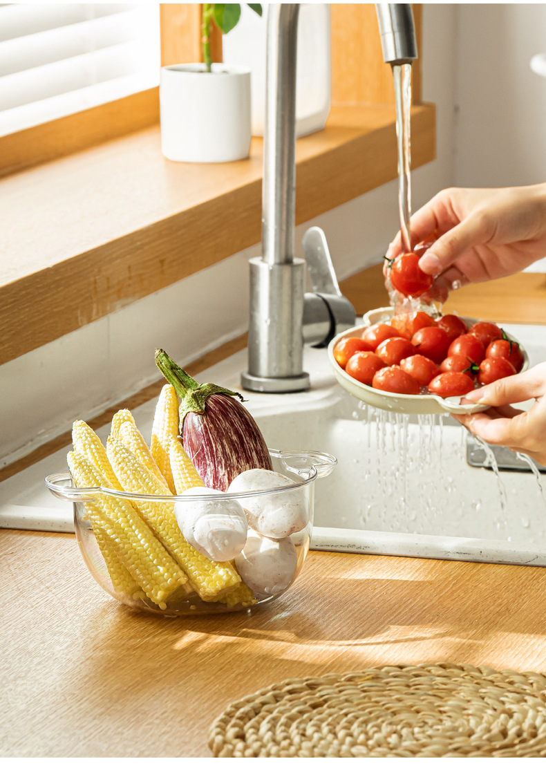 Nachuan Light Luxury covered draining basket kitchen household sink, fruit and vegetable filtering basket, fruit washing PP storage box pic 14