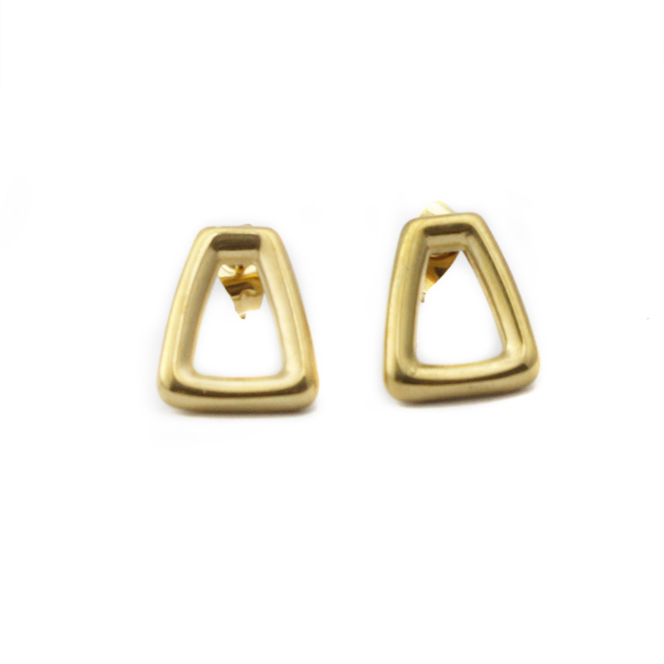 新款欧美个性时尚简约几何形不锈钢钛钢女金色三角形耳环耳钉批发详情5