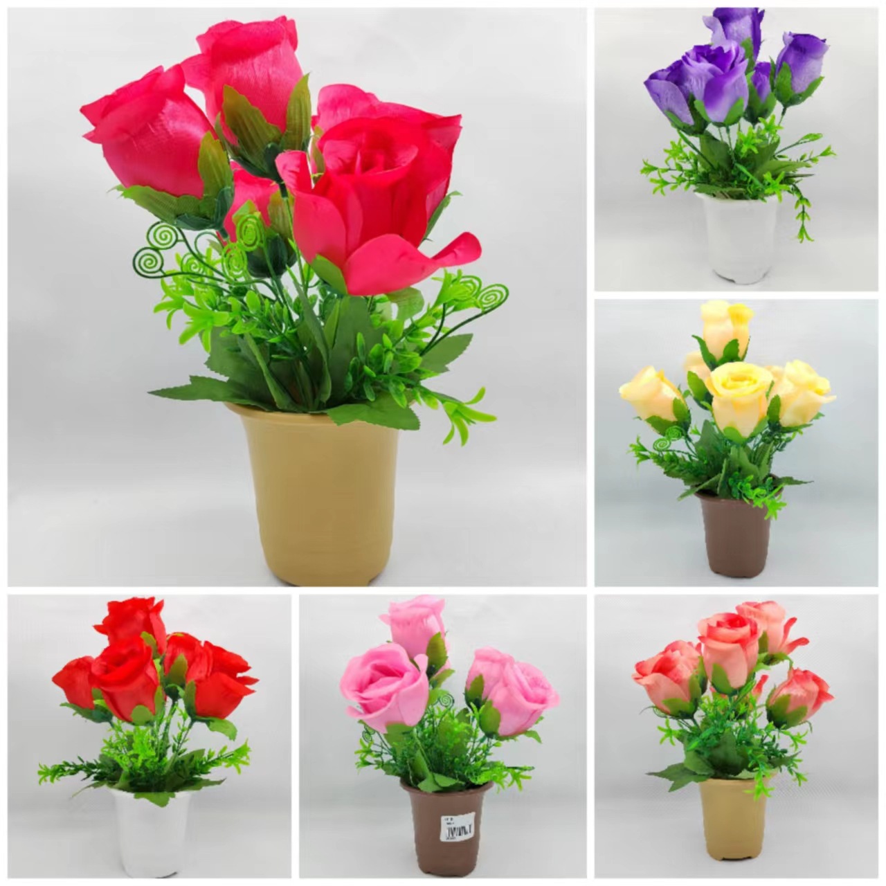 Hongsheng simulation craft furniture, rose simulation, potted flower integrated sales, home decoration pic 6
