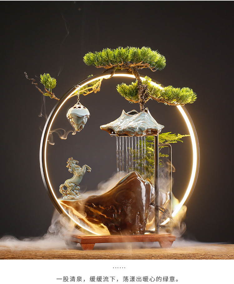 招财流水摆件家居创意喷泉客厅办公室桌面玄关乔迁新居开业礼品假山喷泉详情14