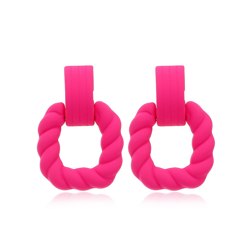 New cross-border earrings from Europe and America: Barbie pink best-selling set, rose red geometric versatile summer earrings for women with a vacation style pic 34