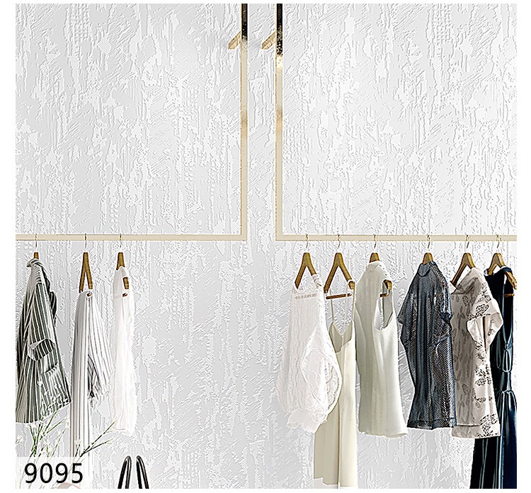 简约北欧3d立体仿硅藻泥纯色素色颗粒壁纸服装店铺卧室纯白色墙纸详情28