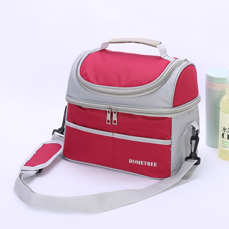 Customized double-layer insulated bags, insulated packs, simple and creative ice packs, waterproof bento packs, hand-held bags, aluminum mold bento meal packs pic 6
