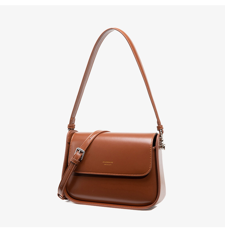 跨境新款2024秋季复古马鞍包小方包女百搭高档真皮感手提斜挎包包详情26