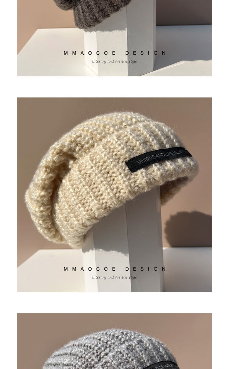This autumn and winter Korean-style Instagram versatile and fashionable woolen hat is a loose and warm knitted cap pic 6
