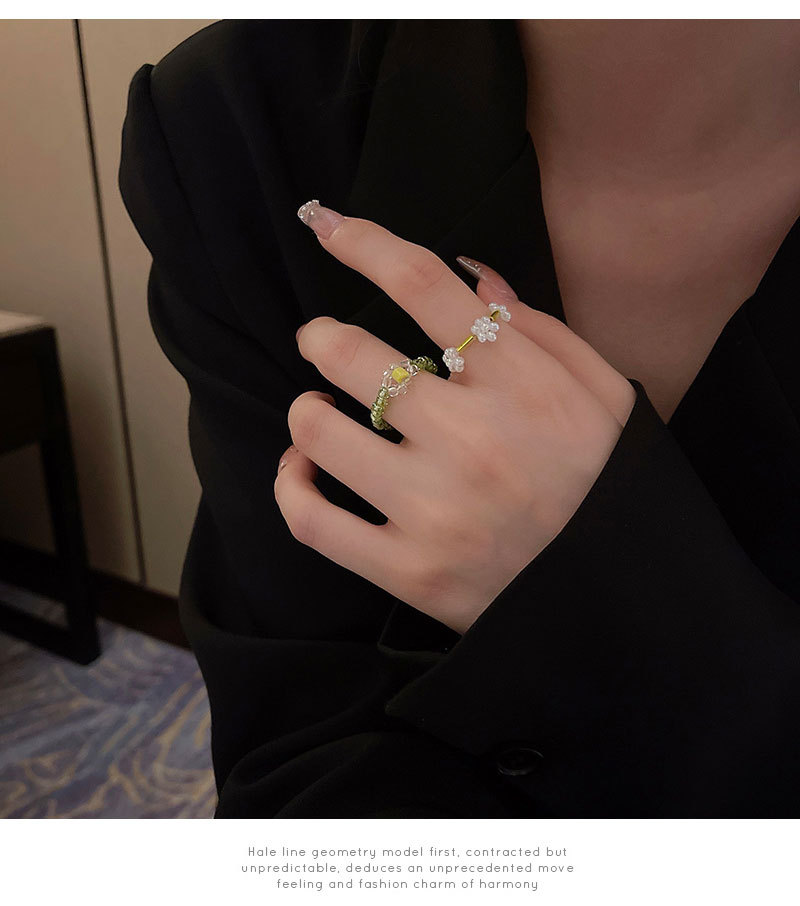小清新弹力绳花朵戒指女新款百搭小众个性食指环春季新款套装首饰详情12