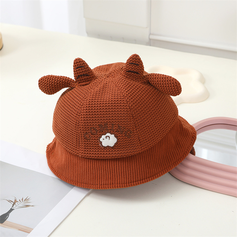 宝宝帽子秋冬新款可爱卡通动物渔夫帽春秋季男童婴幼儿灯芯绒盆帽详情7