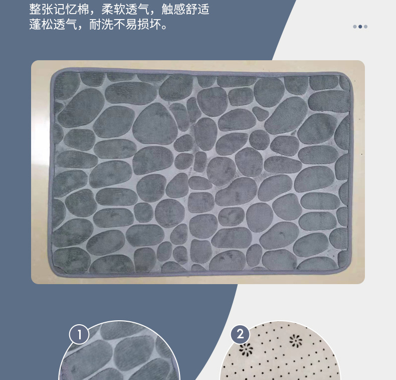 Alfombra coral fleece piedra en relevo hogar memory foam dormitorio baño engrosado absorbente alfombra alfombra antideslizante pic 4