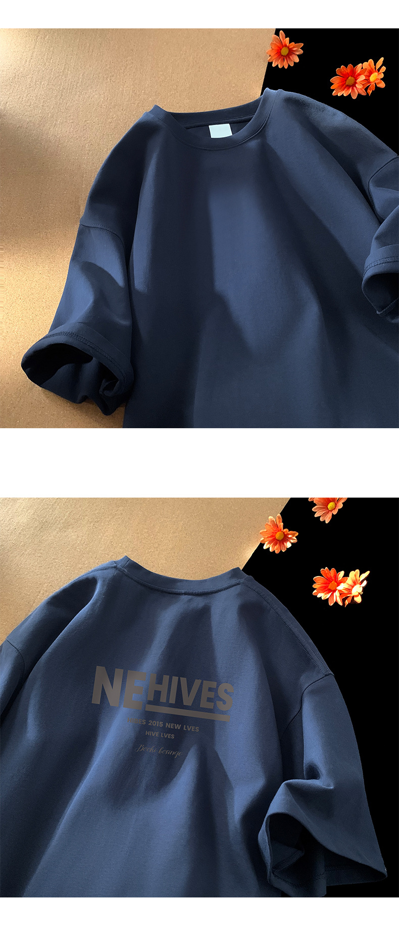 Letter-printed pure cotton heavy-duty short-sleeved T-shirt for men, summer trendy brand ins half-sleeved base layer, Hong Kong-style loose T-shirt pic 4