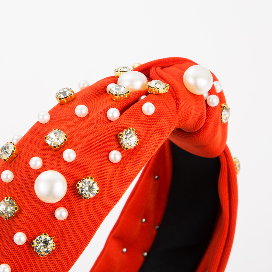 A new wide-edge stud headband with large and small pearls, a Korean-style knotted hair accessory that exudes elegance and pressure pic 24