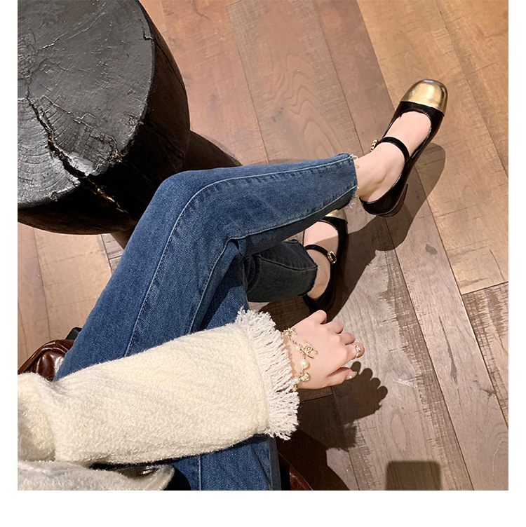 百搭时装真皮女鞋春秋小香风气质单鞋子法式玛丽珍鞋女高跟鞋粗跟详情32