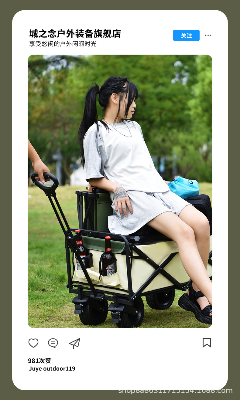 露营车推车营地车户外露营折叠推车野营拖车便携式轻便买菜小拉车详情15