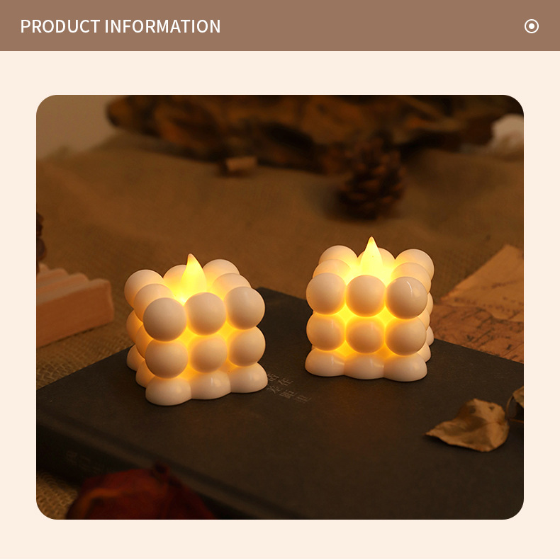 搪胶圆点魔方电子蜡烛摆件拍照道具装饰品仿真LED蜡烛生日派对蜡烛香薰蜡烛玻璃烛杯白蜡烛生日闪闪发光的蜡烛详情2