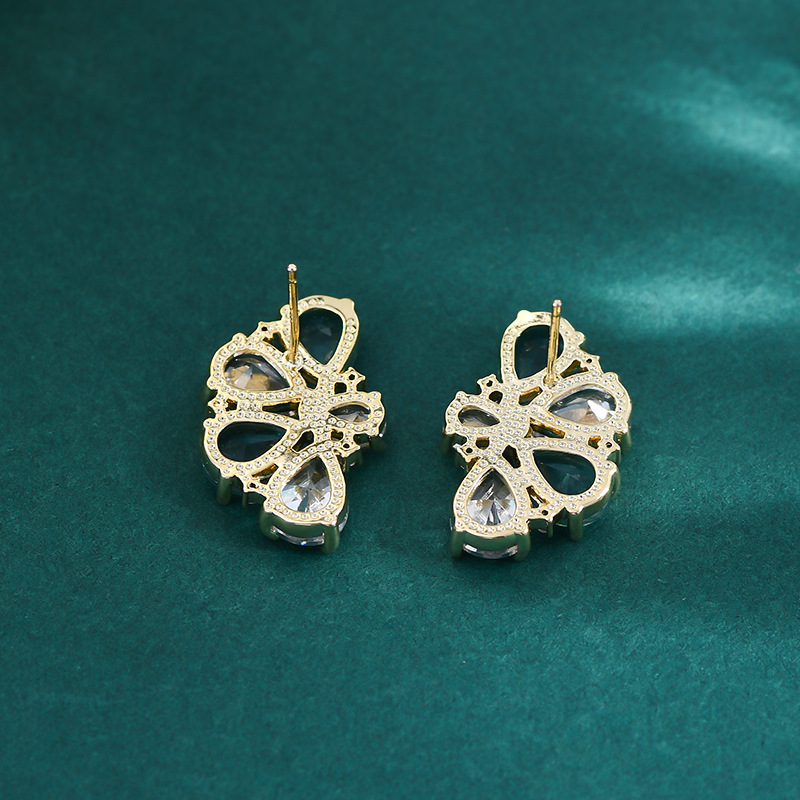 韩版时尚气质耳钉女S925银针超仙粉色锆石蝴蝶耳饰甜美风学生耳坠详情10