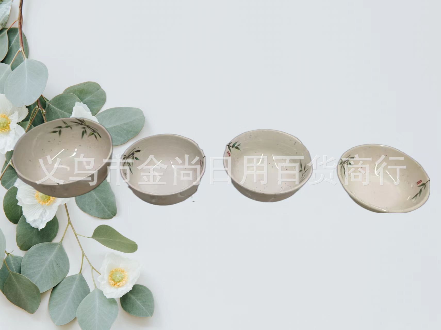Creative and durable lucky bamboo melamine rice bowl, golden bamboo imitation porcelain reverse mouth bowl, restaurant sweet soup shop sweet soup bowl pic 2