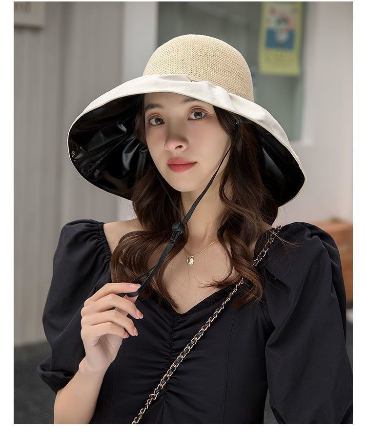 新款帽子女夏季遮阳帽可爱运动韩版防晒帽uv防晒蝴蝶结渔夫帽批发详情23
