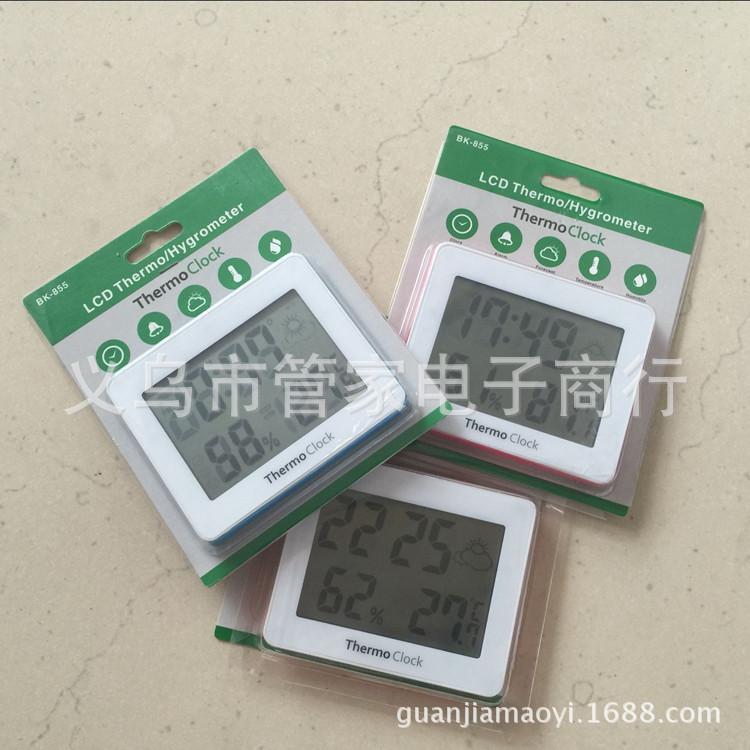 Electronic temperature and humidity meter, household indoor thermometer, temperature and humidity meter, lunar alarm clock stand, magnet BK855 pic 11