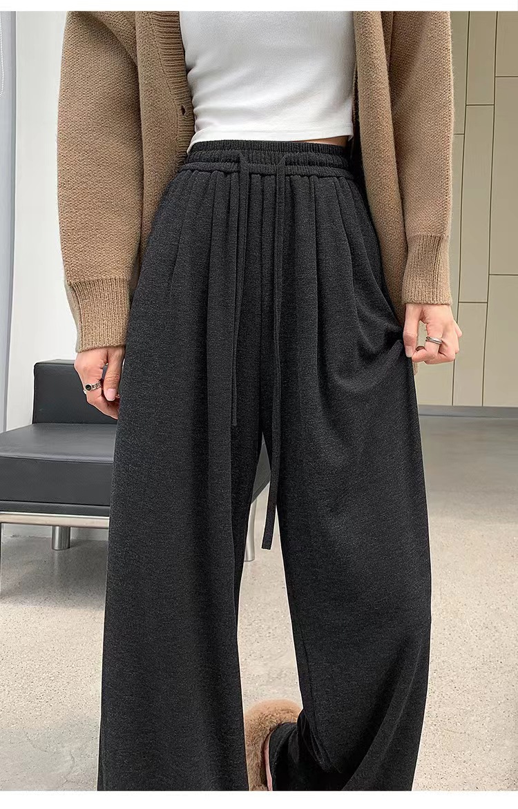 加厚阔腿裤女2023秋季新款高腰垂感宽松直筒裤休闲慵懒糯米针织详情34