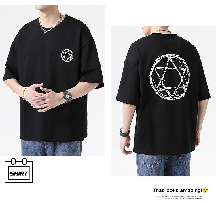 短袖T恤男夏季新款潮流港风宽松t恤加肥加大码百搭半袖体恤衫9XL详情13